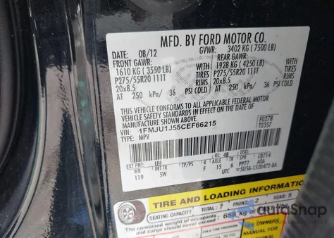 2012 Ford Expedition King Ranch from USA, damaged, VIN 1FMJU1J55CEF66215